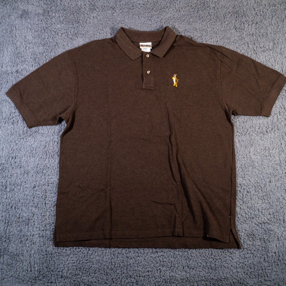 Vintage Walt Disney World Shirt Polo XL Brown Tiger Short Sleeve